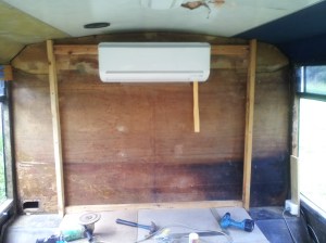 Bedroom Air unit mounted to rear wall during install.