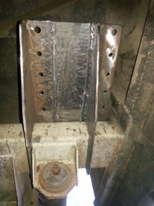 Leg bracket to be welded to the rear most suspension beam.