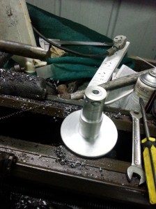 The winch arbor has been machined to take the driven pulley.