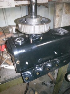 Drive sprocket on Leg with shaft ready to be trimmed.