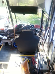 The drivers new seat in place ready for action.
