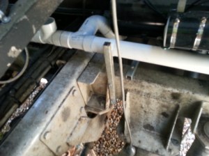 Drainage plumbing prior to installation of the Vanity unit.