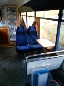 The modified position for the Dinette opposite the  Kitchen Bench & Sink. 