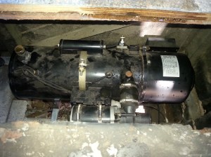 View of the Diesel Hot water unit from over the Driver side rear wheel.