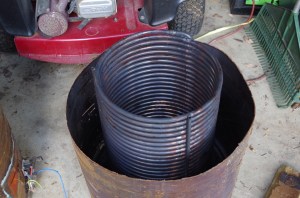 The 315L hot water unit opened up ready for modifications.