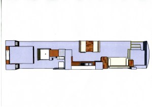 The white unit over the bed is the Air Conditioner, White unit on bottom wall just forward of the shower is Toilet with vanity in front of the Toilet.